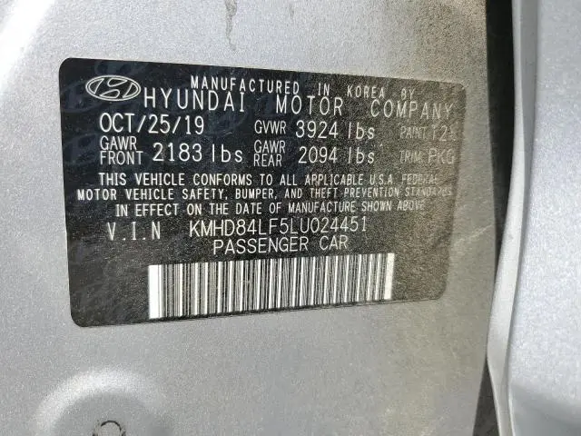 2020 HYUNDAI ELANTRA SEL  