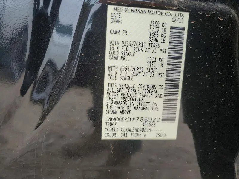 2019 NISSAN FRONTIER S  