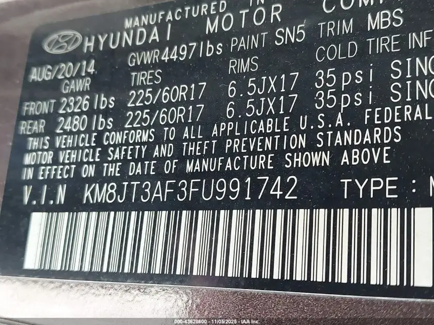 2015 HYUNDAI TUCSON GLS