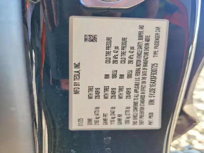 2025 TESLA MODEL 3   