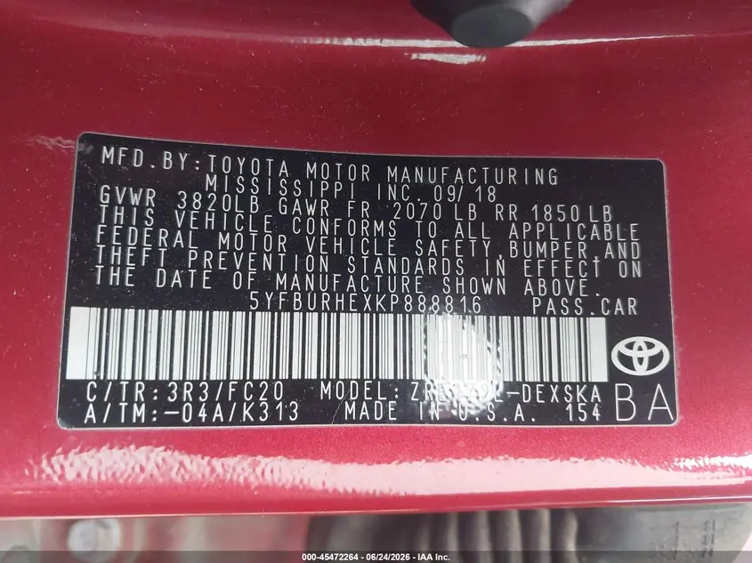 2019 TOYOTA COROLLA SE