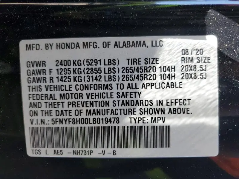 2020 HONDA PASSPORT ELITE  