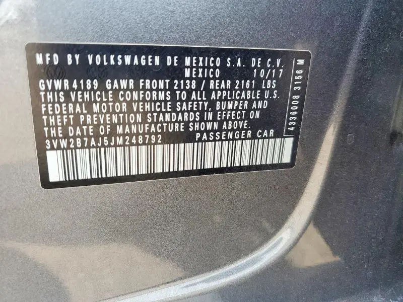 2018 VOLKSWAGEN JETTA S  