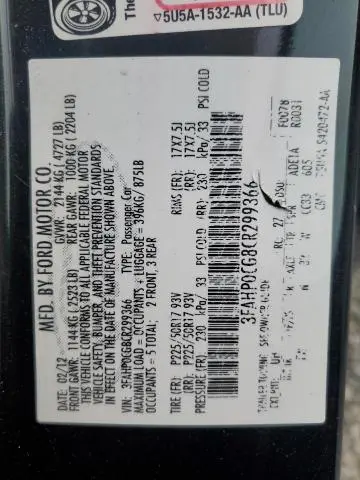 2012 FORD FUSION SEL  
