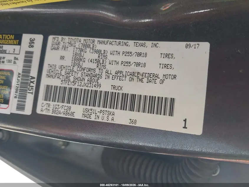 2018 TOYOTA TUNDRA SR5 5.7L V8