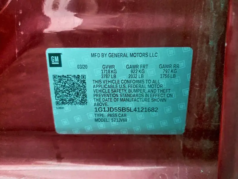 2020 CHEVROLET SONIC LT  