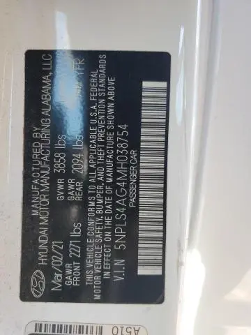 2021 HYUNDAI ELANTRA SEL  