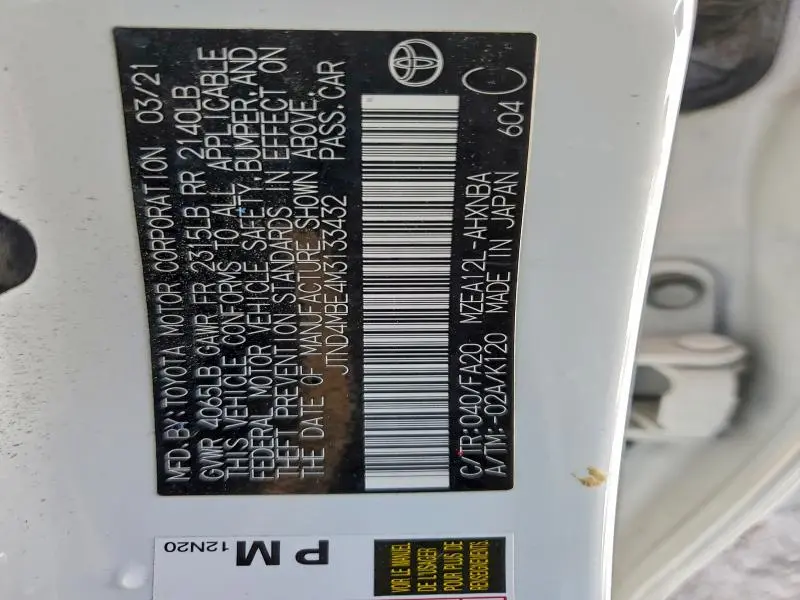 2021 TOYOTA COROLLA SE  