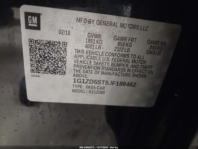 2018 CHEVROLET MALIBU LT