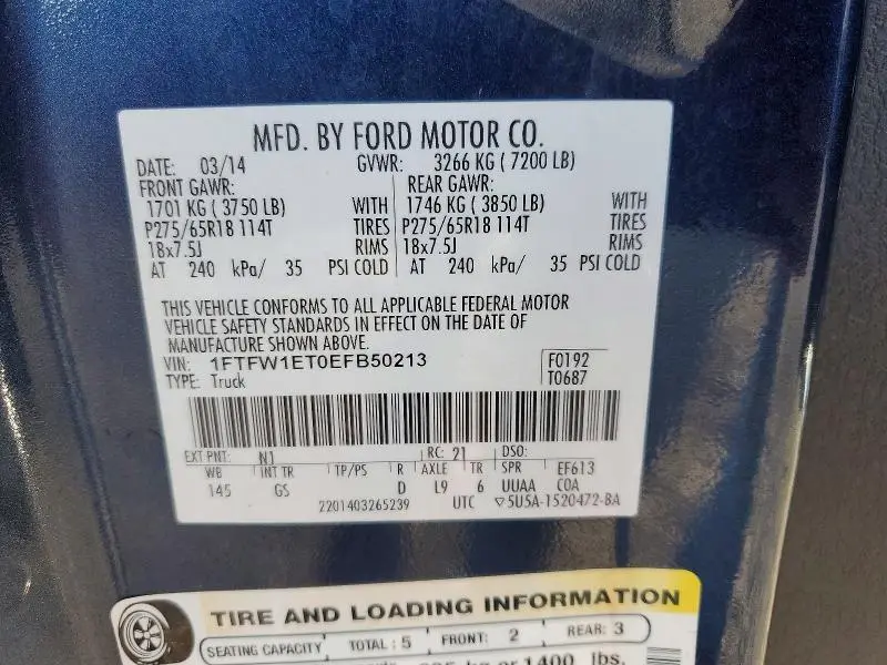 2014 FORD F150 SUPERCREW  