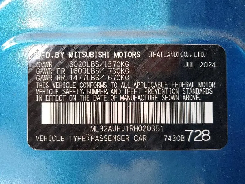 2024 MITSUBISHI MIRAGE ES  