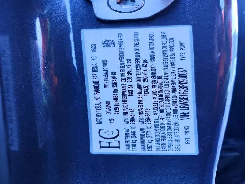 2023 TESLA MODEL 3   