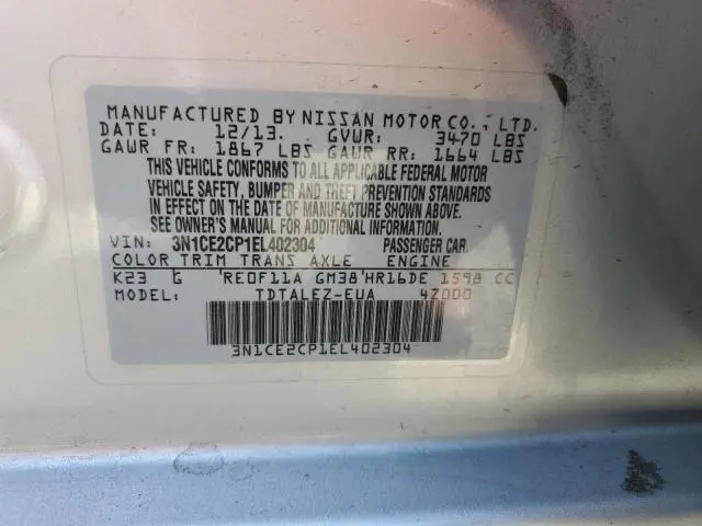 2014 NISSAN VERSA NOTE S  