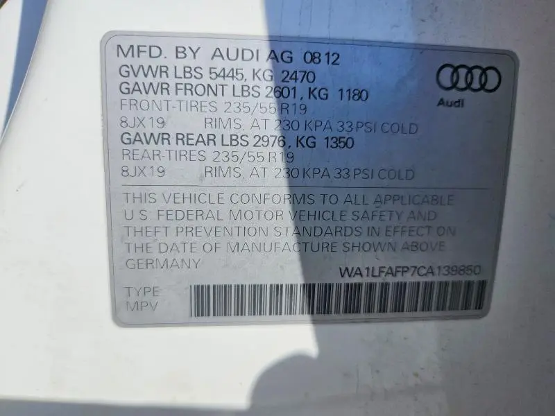 2012 AUDI Q5 PREMIUM PLUS  