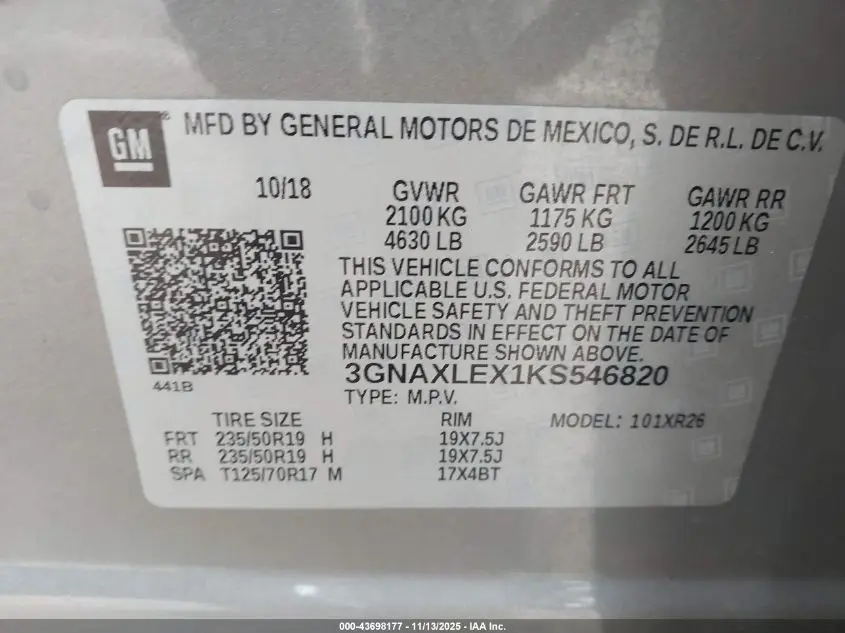 2019 CHEVROLET EQUINOX LT