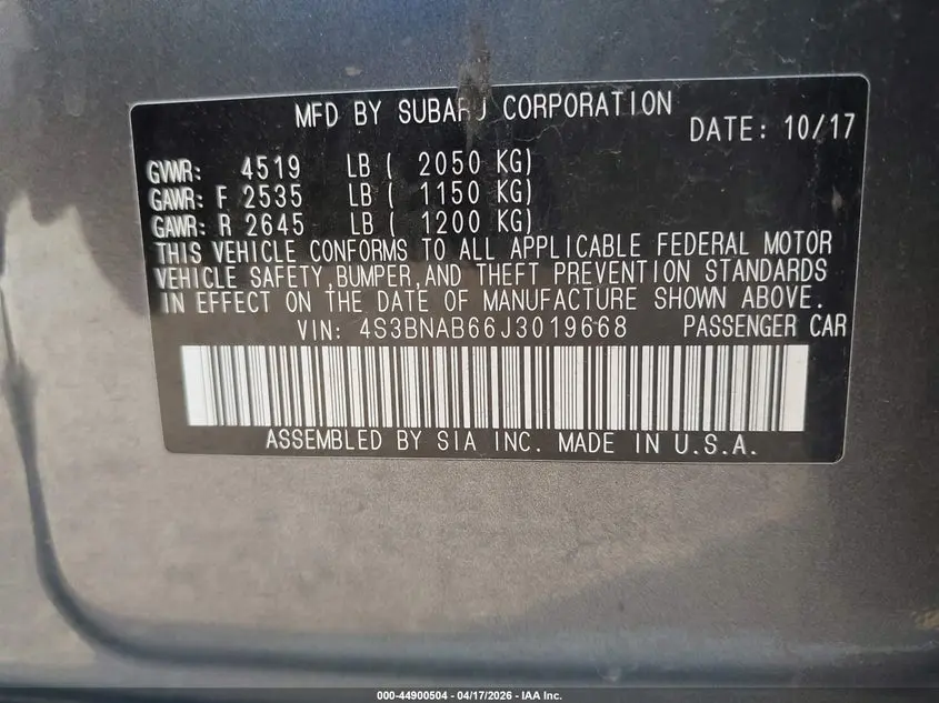 2018 SUBARU LEGACY 2.5I