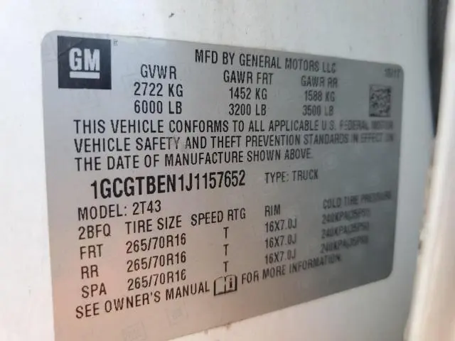 2018 CHEVROLET COLORADO   