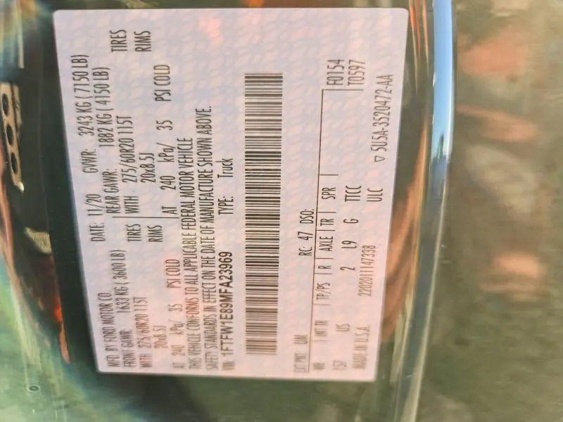 2021 FORD F150 SUPERCREW  