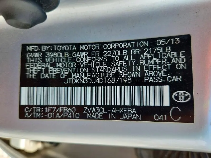 2013 TOYOTA PRIUS TWO  