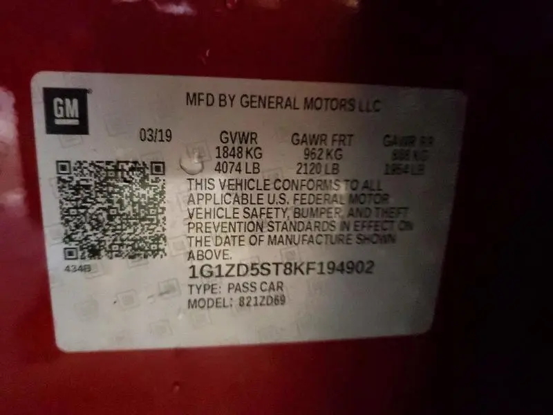 2019 CHEVROLET MALIBU LT  