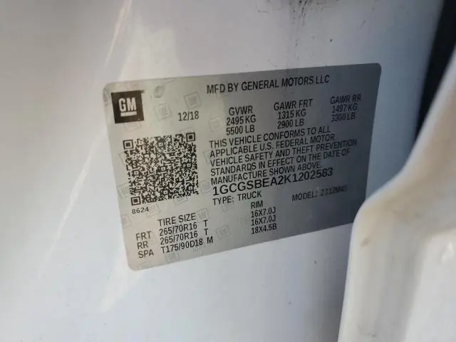 2019 CHEVROLET COLORADO   