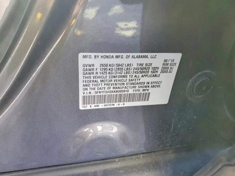 2019 HONDA PILOT ELITE  