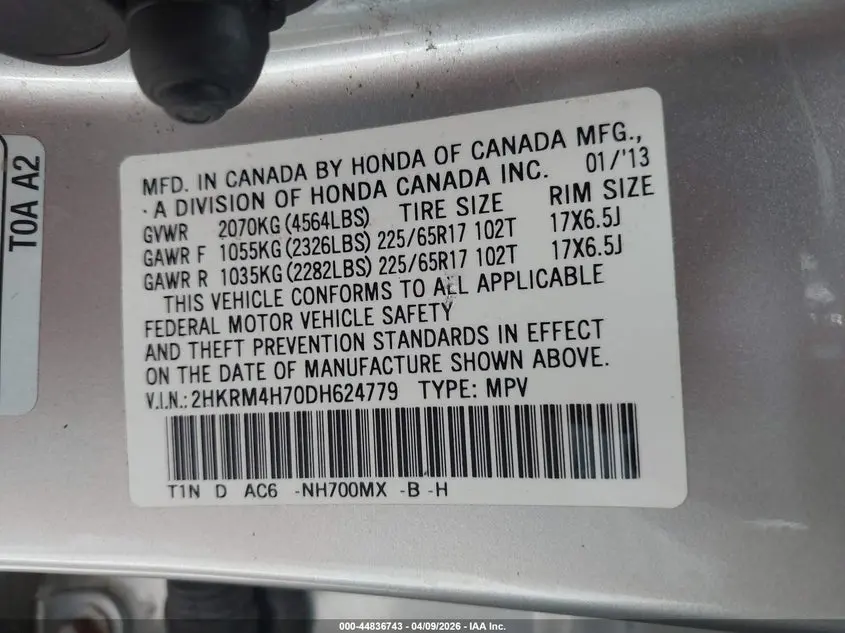 2013 HONDA CR-V EX-L