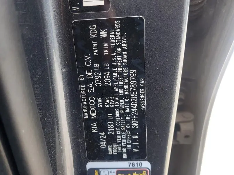 2024 KIA FORTE LXS  