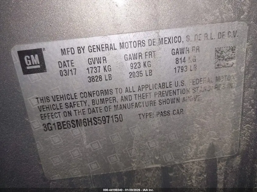 2017 CHEVROLET CRUZE LT AUTO