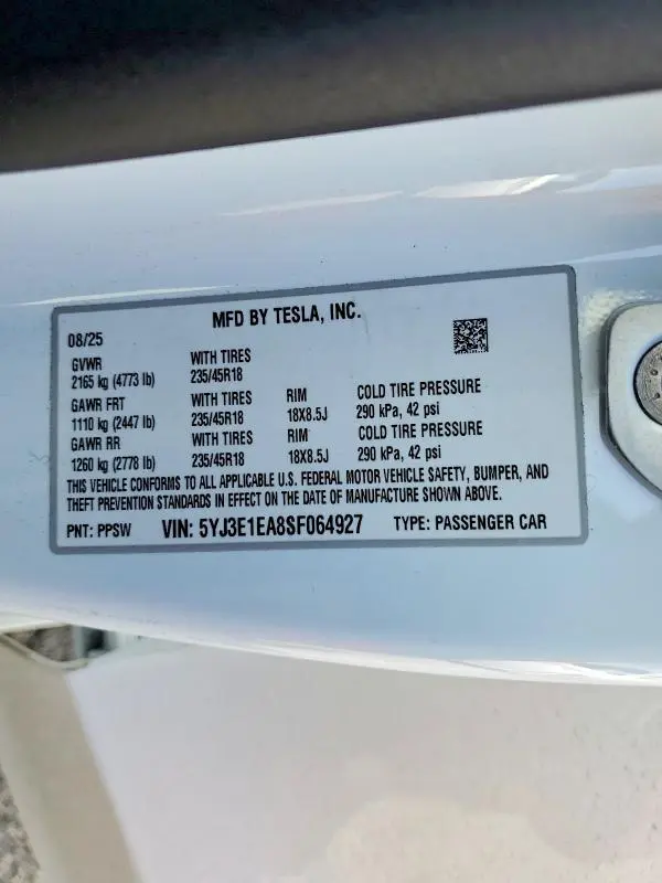 2025 TESLA MODEL 3   