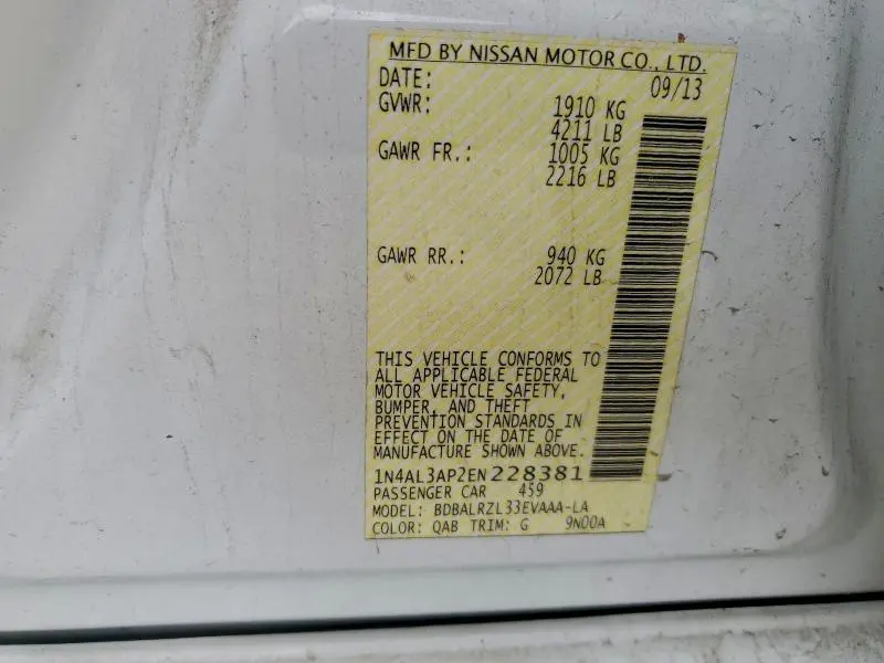 2014 NISSAN ALTIMA 2.5  