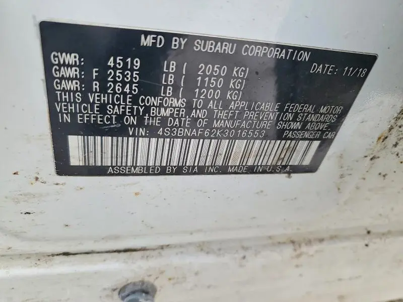 2019 SUBARU LEGACY 2.5I PREMIUM  