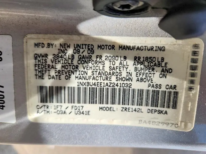 2010 TOYOTA COROLLA S  