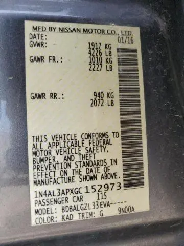 2016 NISSAN ALTIMA 2.5  