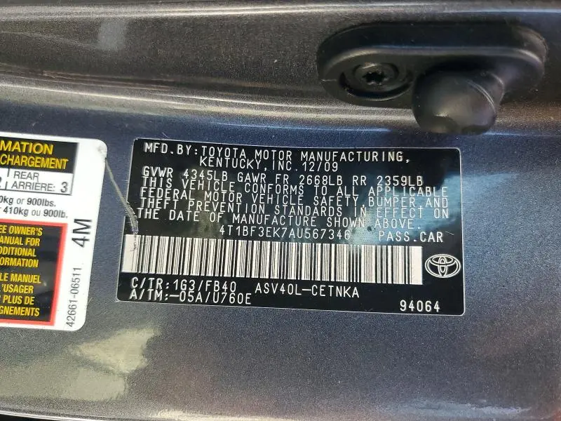 2010 TOYOTA CAMRY LE  