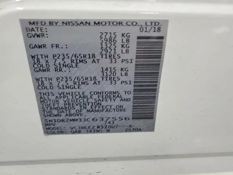 2018 NISSAN PATHFINDER S  