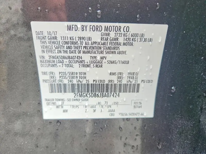 2018 FORD FLEX LIMITED  
