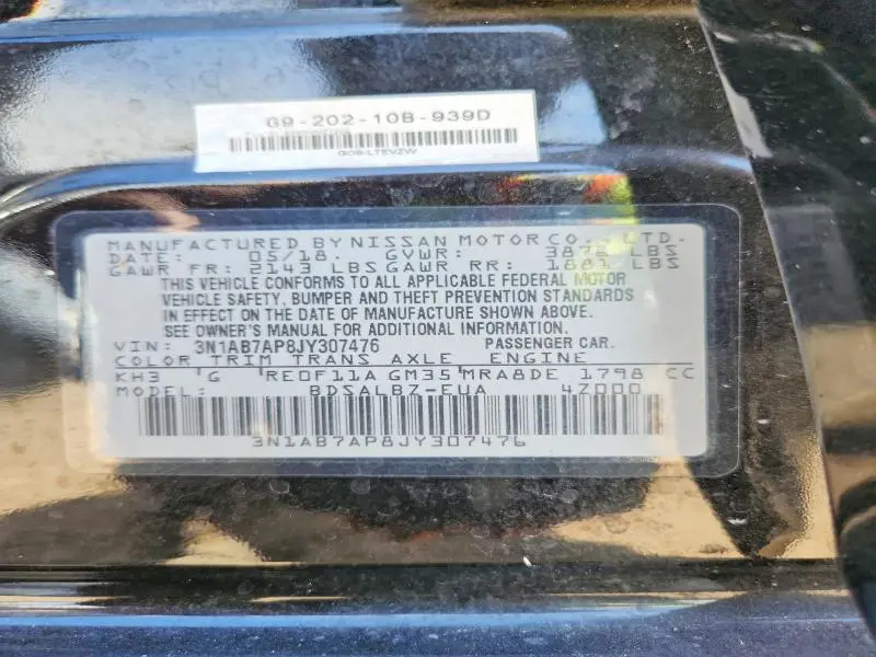 2018 NISSAN SENTRA S  