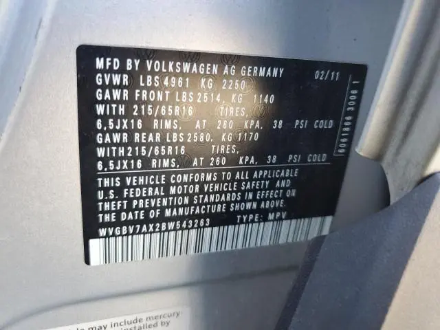 2011 VOLKSWAGEN TIGUAN S  