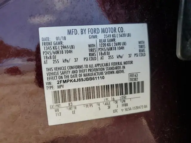 2018 FORD EDGE SEL  