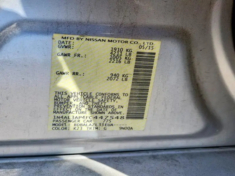 2015 NISSAN ALTIMA 2.5  