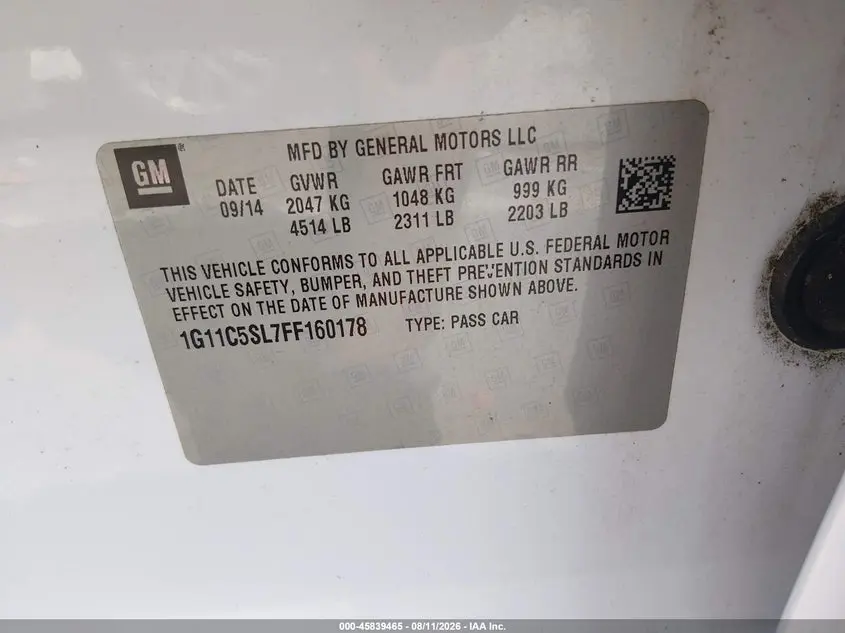 2015 CHEVROLET MALIBU 1LT