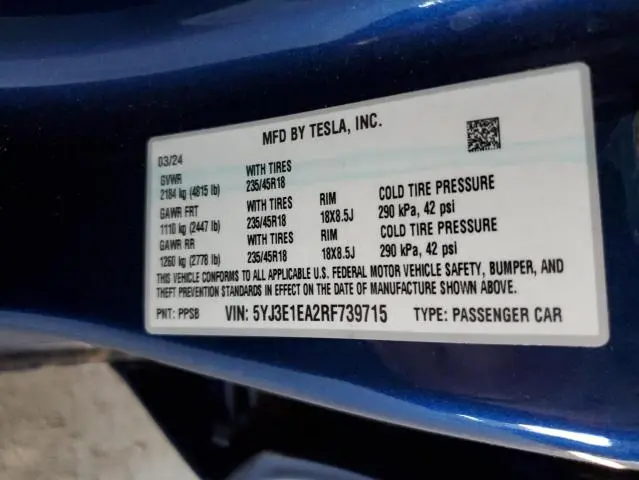 2024 TESLA MODEL 3 