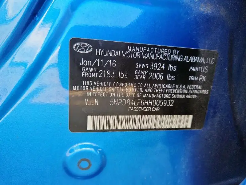 2017 HYUNDAI ELANTRA SE  