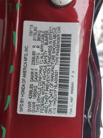 2020 HONDA ACCORD LX  