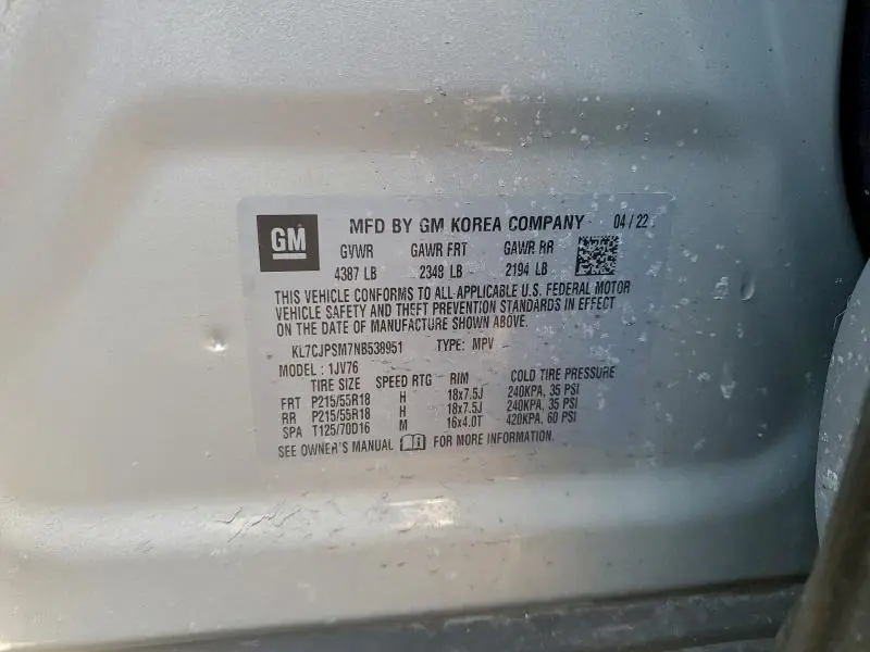 2022 CHEVROLET TRAX 1LT  