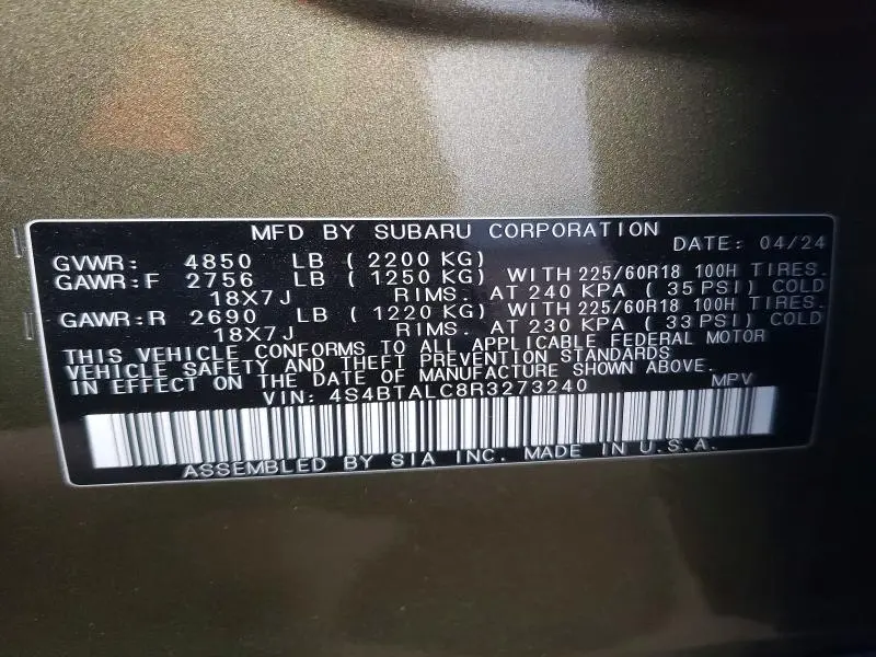 2024 SUBARU OUTBACK ONYX EDITION  