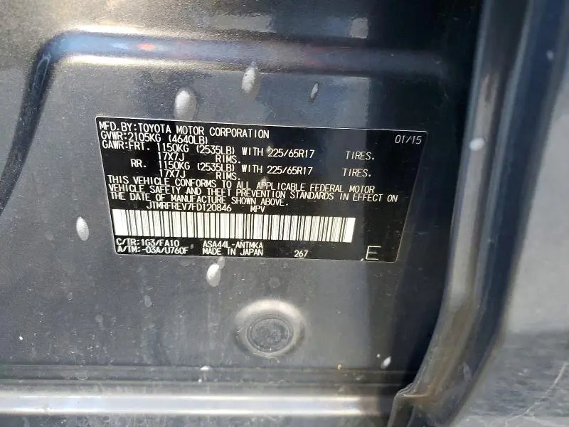 2015 TOYOTA RAV4 XLE  