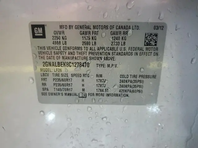 2012 CHEVROLET EQUINOX LS  