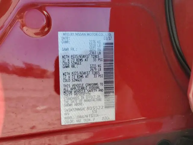 2017 NISSAN ROGUE SV  